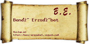 Benő Erzsébet névjegykártya